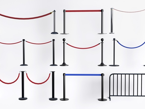 现代伸缩隔离带 警戒线 伸缩围栏 护栏su模型