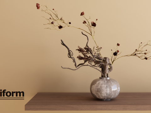 新中式花瓶盆栽su模型