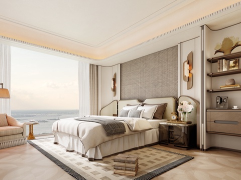  意式卧室 米洛提卧室 现代卧室 双人床组合 现代双人床组合3d模型 