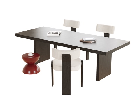 现代餐桌椅 餐椅 餐桌su模型