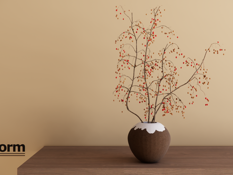 新中式花瓶盆栽su模型