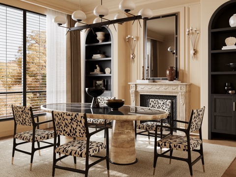  美式复古餐厅3d模型 