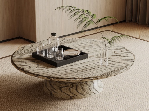 侘寂中古风边几su模型