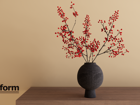 新中式花瓶盆栽su模型