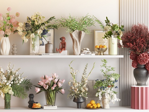  现代花瓶花卉组合3d模型 