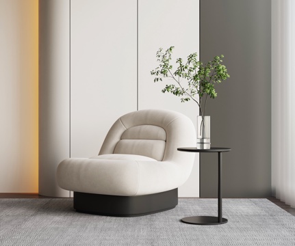  现代奶油风休闲椅su模型 