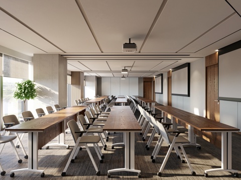 现代培训室  课室  会议室su模型