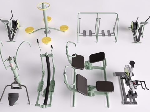 现代户外健身器材 健身墙器材 运动设施su模型