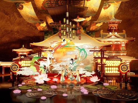 新中式古风打卡 国潮敦煌美陈 灯会舞台su模型