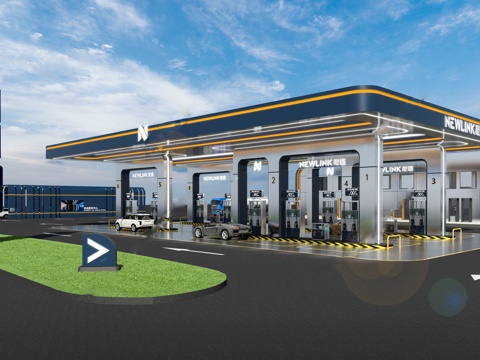 现代风格加油站 小公建 加油站su模型