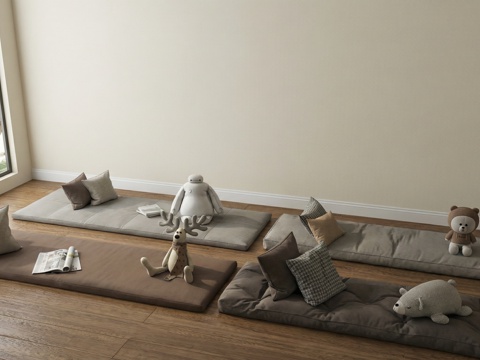 现代飘窗垫_抱枕沙发垫子_毛绒玩具su模型