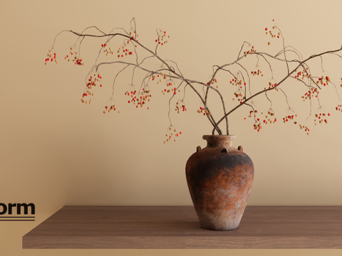 新中式花瓶盆栽su模型