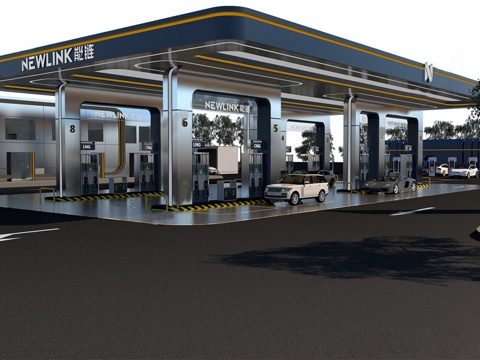 现代加油站 小公建 加油站su模型