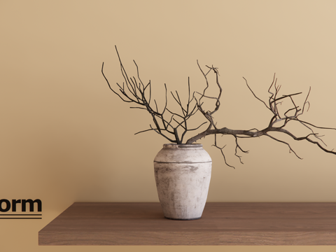 新中式花瓶盆栽su模型