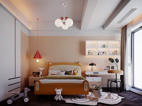  现代男孩房3d模型 