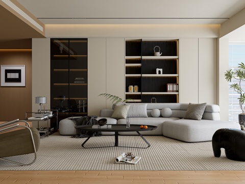  现代客厅3d模型 