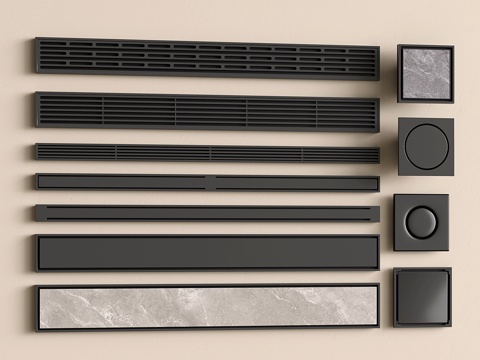  现代不锈钢地漏 防臭排水口 金属地漏 卫生间地漏su模型 