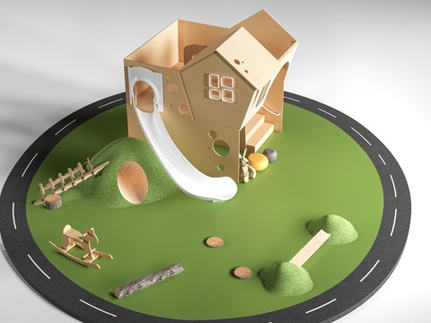 现代儿童游乐区 儿童滑梯 儿童游乐设施su模型