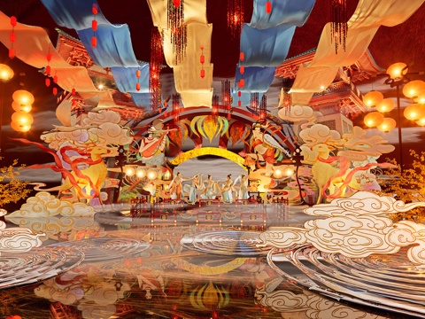 新中式国潮小品 国潮古风灯会集市 美陈国潮打卡su模型