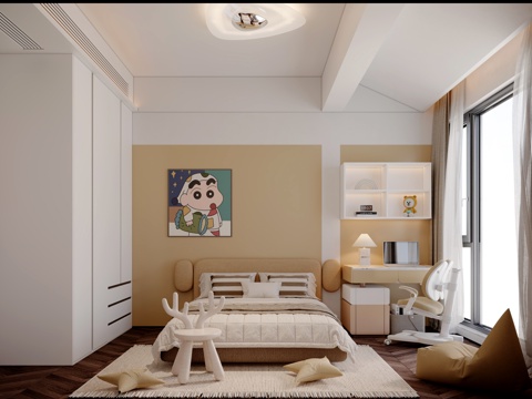  现代卡通儿童房男孩房3d模型 