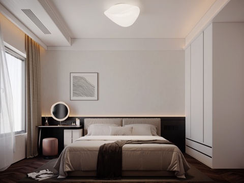  现代卧室3d模型 