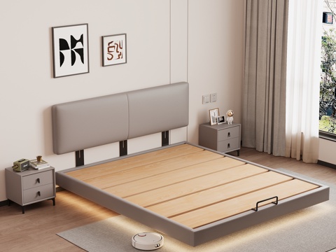  现代简约双人软包床床头柜摆摆件卧室主卧3d模型 