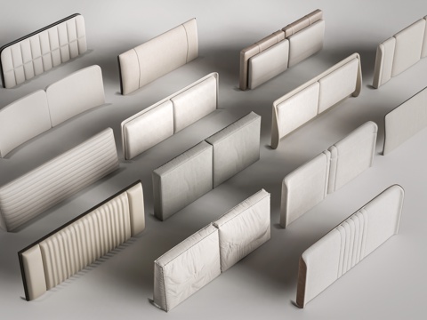  现代榻榻米软包 床头软包 墙面软包 靠背su模型 