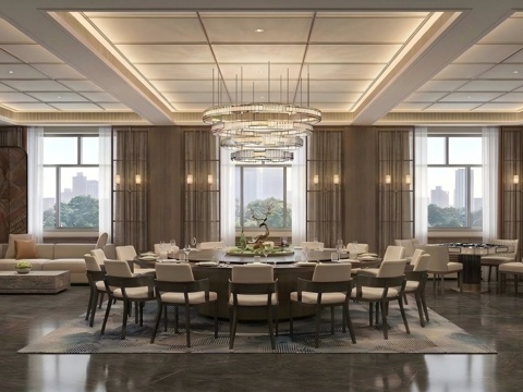  新中式包厢su模型 