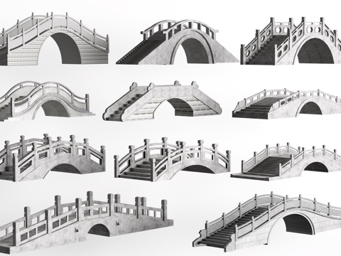 现代石桥 景观桥 公园桥 小桥su模型