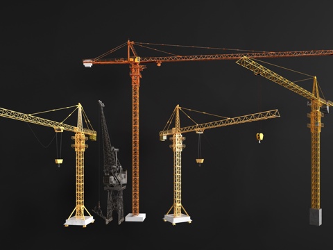 现代塔吊 起重机 工程机械su模型
