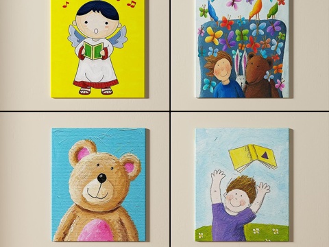  现代，儿童，抽象，组合画免费3d模型 