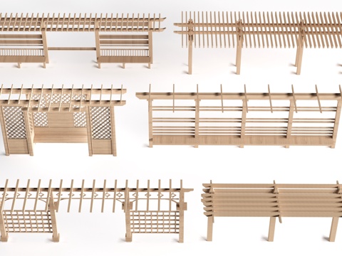 现代景观花架 葡萄架 廊架 绿植爬架su模型