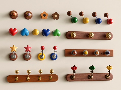 包豪斯挂钩 中古复古挂衣钩 多巴胺挂衣架su模型