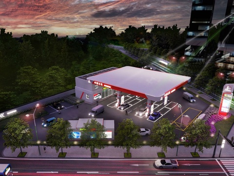 现代加油站 小公建 加油站su模型
