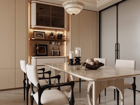  意式轻奢餐厅3d模型 