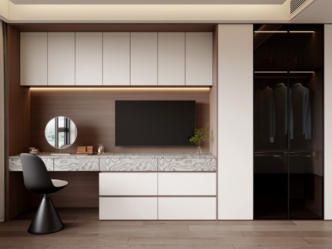  现代卧室衣柜 床尾衣柜  梳妆柜电视柜 床尾衣柜梳妆台电视柜3d模型 