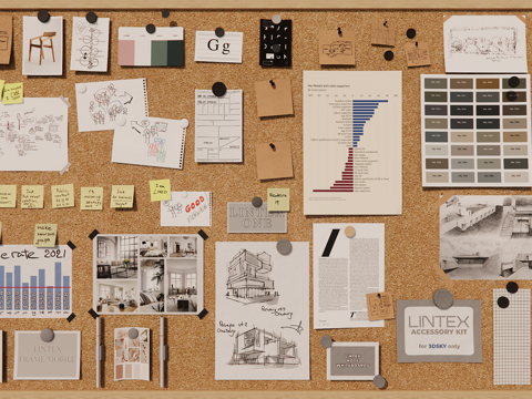  现代置物架照片墙su模型 