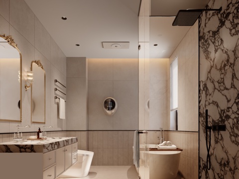  美式卫生间3d模型 