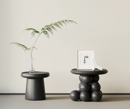  现代复古边几 圆几角几su模型 