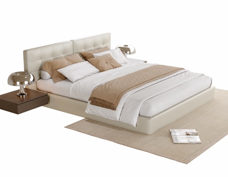  现代双人床su模型 