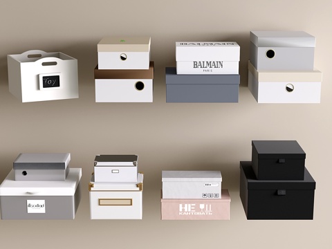 极简整理盒子 鞋盒 现代储物盒 收纳盒 收纳筐su模型