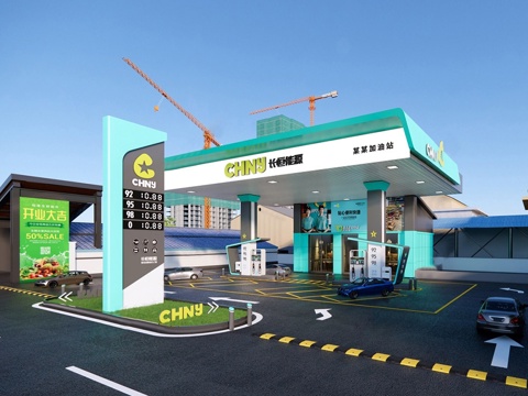 现代加油站 小公建su模型