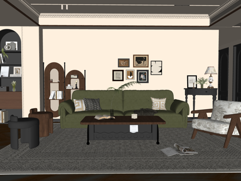 客厅 餐厅 客餐厅 卫生间su模型