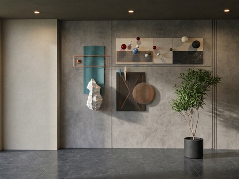 现代墙饰挂件  立体墙饰su模型