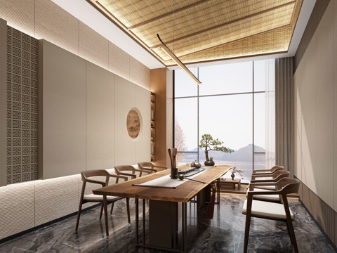  新中式茶室3d模型 