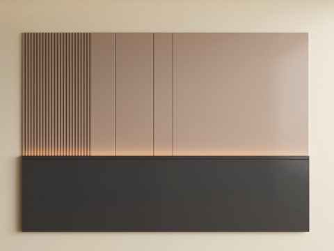  意式床头背景墙 现代卧室背景墙3d模型 