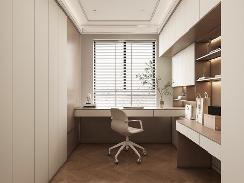  现代书房 书柜 衣柜 摆件组合3d模型 