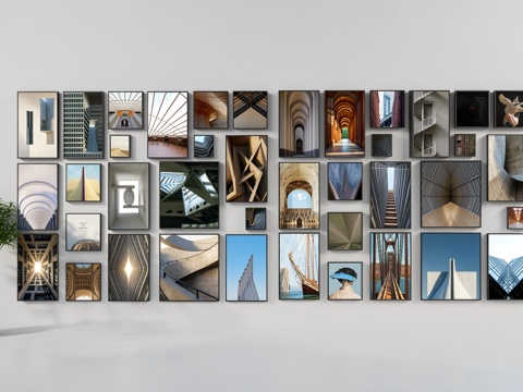 现代装饰挂画 莫兰迪挂画 抽象挂画 抽象装饰画su模型