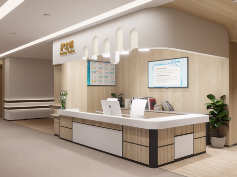 0085护士站 医院前台 咨询台 接待台su模型 