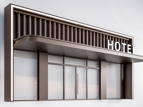  现代办公门头 写字楼门头 入口门头 单元门头su模型 